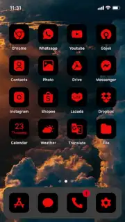Wow Red Black Theme, Icon Pack скриншот 7