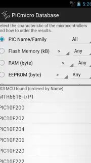 PICmicro Database скриншот 4